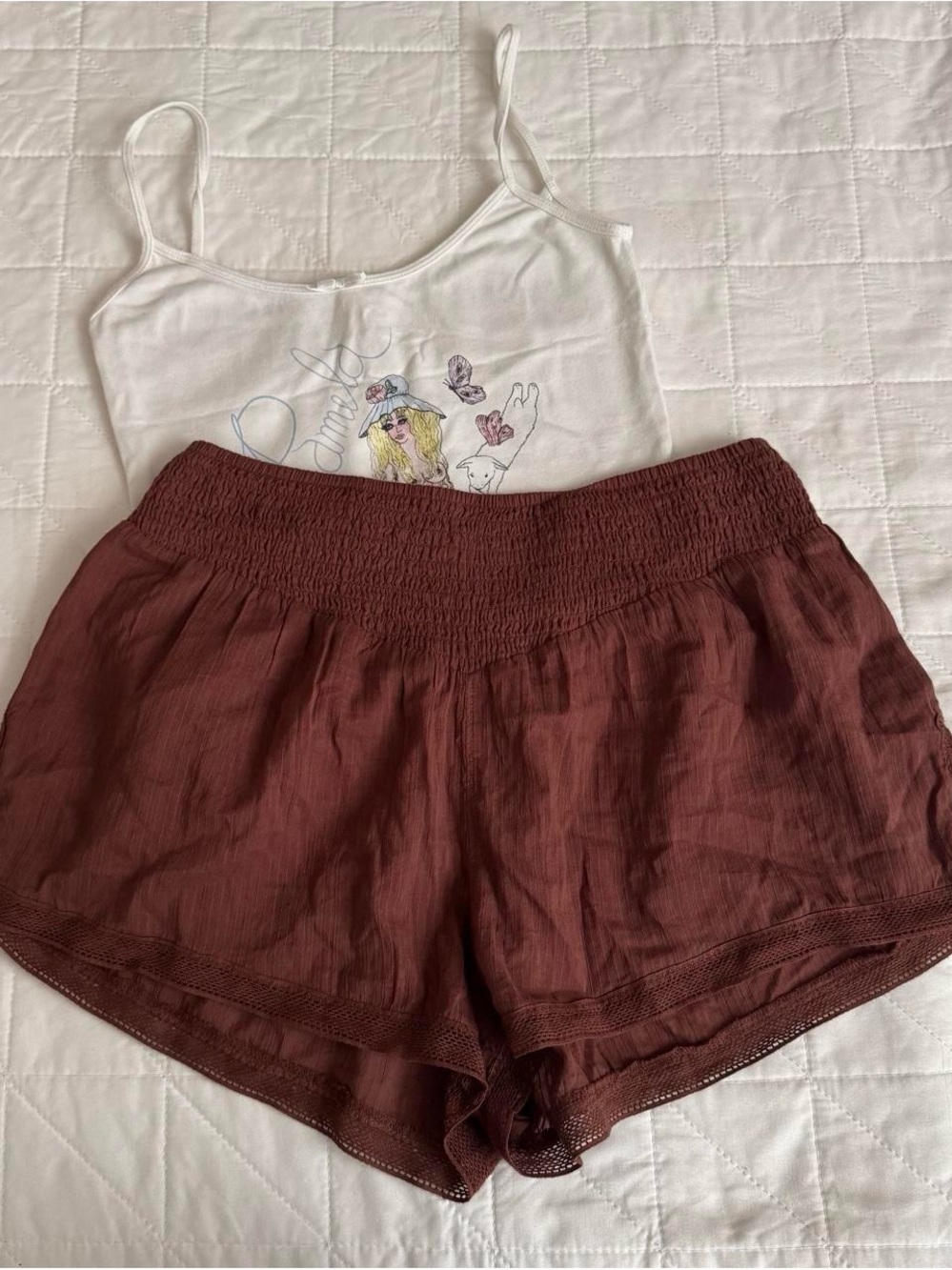 Free People Intimately Lucky In Love Brown Shorts